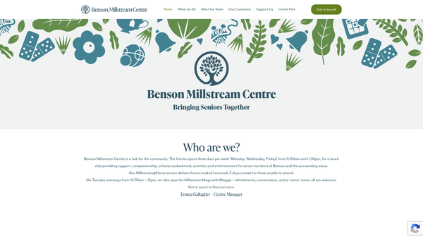 Screenshot of the Millstream Day Centre website