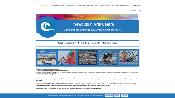 Screenshot of the Newbiggin Arts Centre website