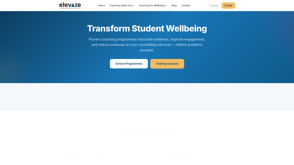 Screenshot of the Elevate website