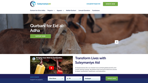 Screenshot of the Suleymaniye humanitarian Trust website