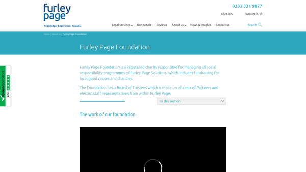 Screenshot of the Furley Page Foundation CIO website