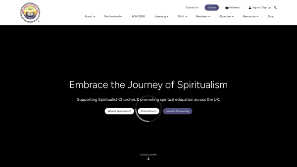 Screenshot of the Aberkenfig Spiritualist Church website
