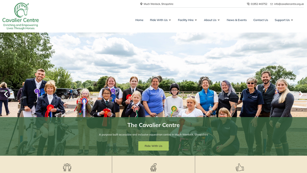 Screenshot of the The Cavalier Centre Ltd website