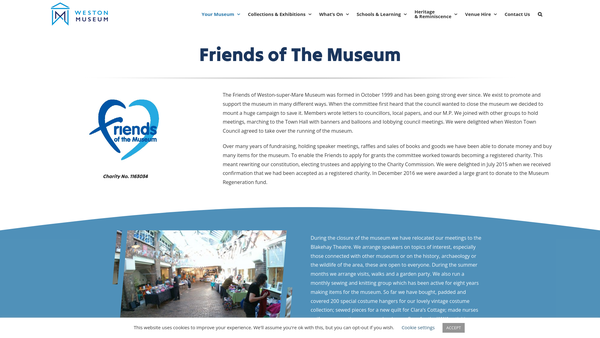 Screenshot of the The Friends Of Weston-Super-Mare Museum website