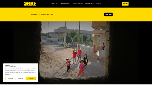 Screenshot of the Syrian Refugee Relief Fund website