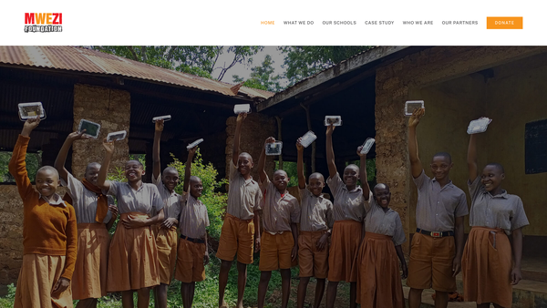 Screenshot of the The Mwezi Foundation website
