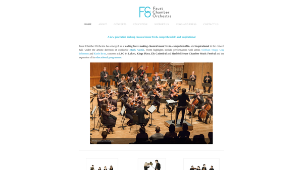 Screenshot of the Faust Chamber Orchestra website