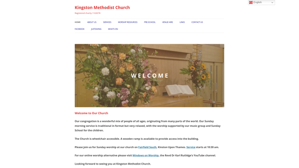 Screenshot of the Kingston Methodist Church website