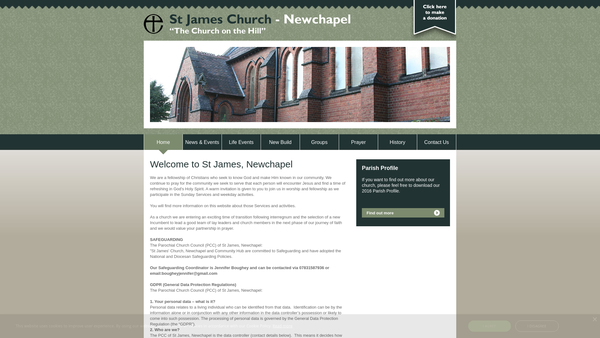 Screenshot of the The Parochial Church Council Of The Ecclesiastical Parish Of St James Newchapel website
