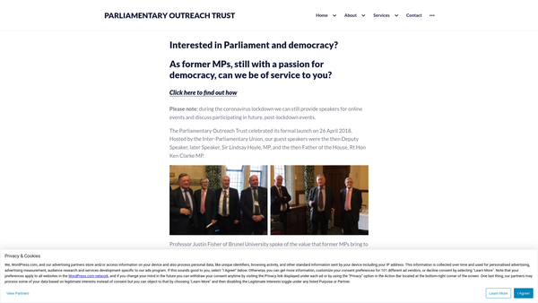 Screenshot of the Parliamentary Outreach Trust website
