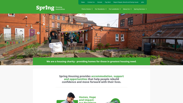 Screenshot of the Spring Housing Association Limited website