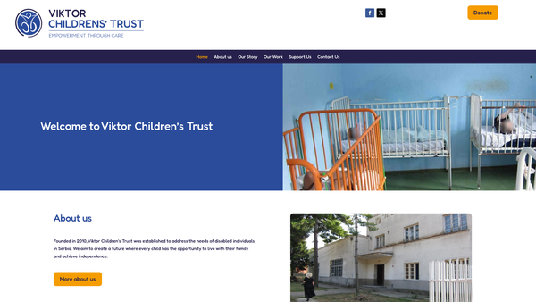Screenshot of the Viktor Children's Trust website