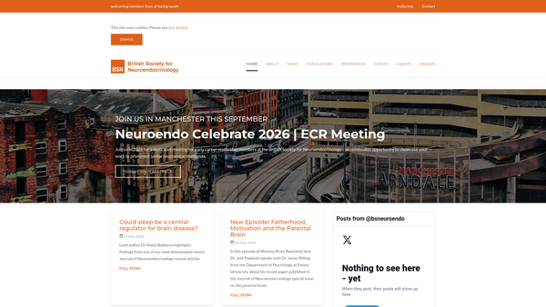 Screenshot of the British Society For Neuroendocrinology website