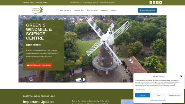 Screenshot of the The Green's Windmill Trust website