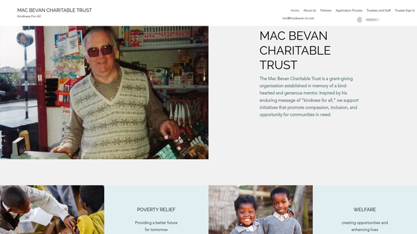 Screenshot of the Mac Bevan Charitable Trust website