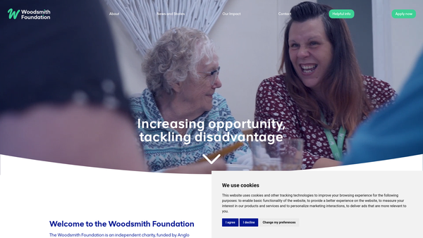 Screenshot of the Woodsmith Foundation Limited website