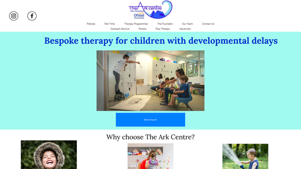 Screenshot of the The Ark Centre Charity website