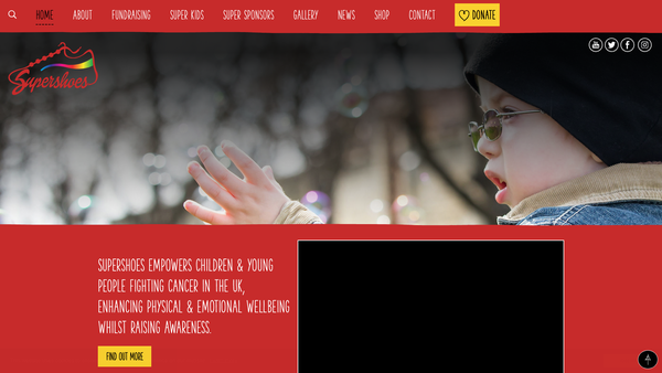 Screenshot of the Supershoes website
