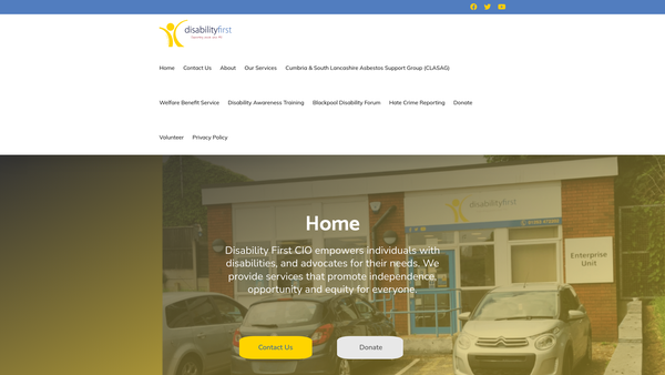 Screenshot of the Disability First CIO website