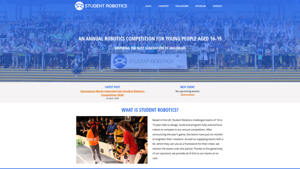 Screenshot of the Student Robotics website