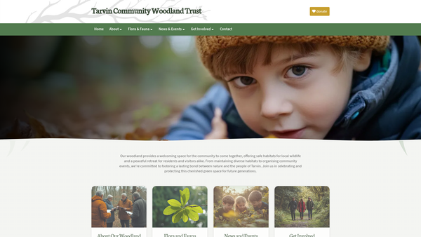 Screenshot of the Tarvin Community Woodland Trust Ltd website