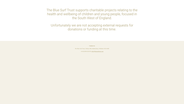 Screenshot of the The Blue Surf Trust website