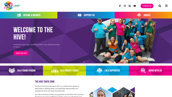 Screenshot of the Wirral Youth Zone website