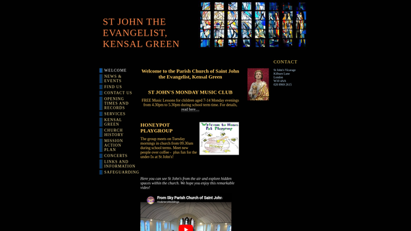 Screenshot of the The Parochial Church Council Of The Ecclesiastical Parish Of St John The Evangelist, Kensal Green website