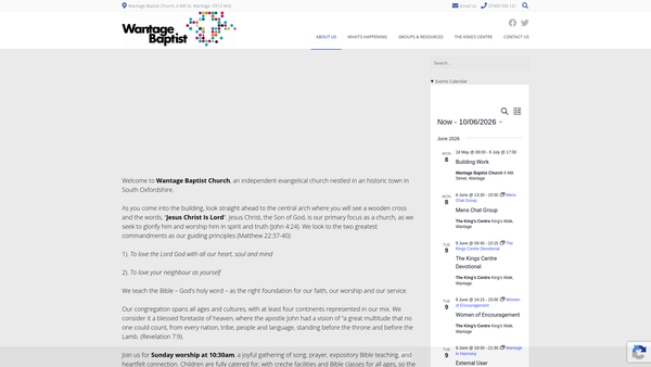 Screenshot of the Wantage Baptist Church website
