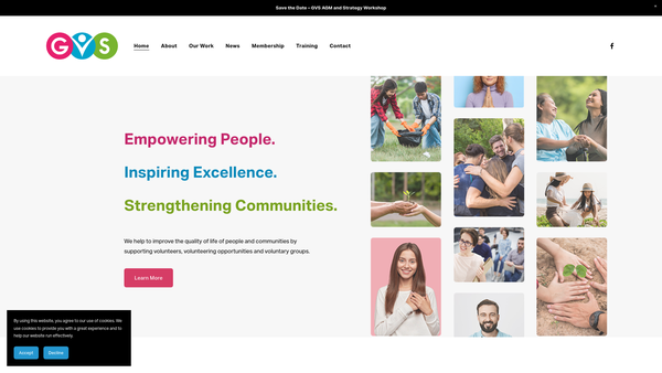 Screenshot of the Glamorgan Voluntary Services website
