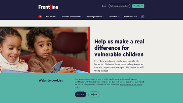 Screenshot of the The Frontline Organisation website