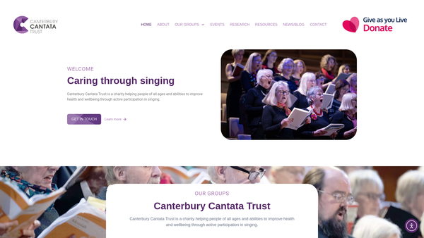 Screenshot of the Canterbury Cantata Trust website
