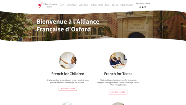 Screenshot of the Alliance Francaise D'oxford website