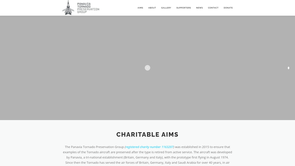Screenshot of the Panavia Tornado Preservation Group website