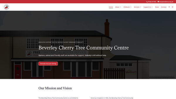 Screenshot of the Beverley Cherry Tree Community Centre website