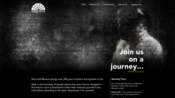 Screenshot of the Shire Hall (Dorchester) Trust website