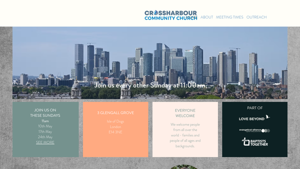 Screenshot of the Crossharbour Community Church website