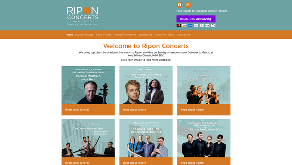 Screenshot of the Cathedral Concert Society website