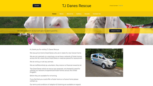Screenshot of the T J Danes Rescue website