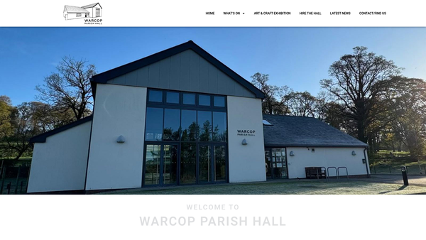 Screenshot of the Warcop Parish Hall website