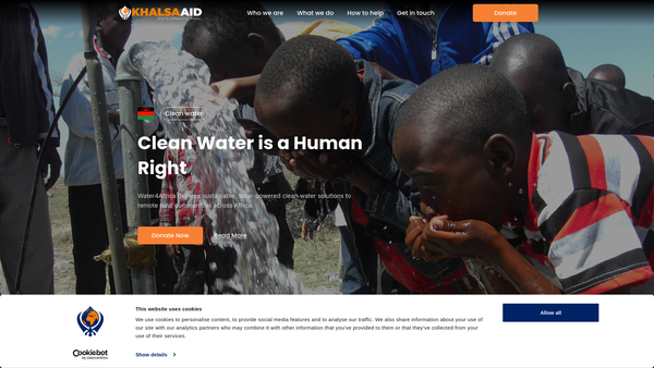 Screenshot of the Khalsa Aid International website