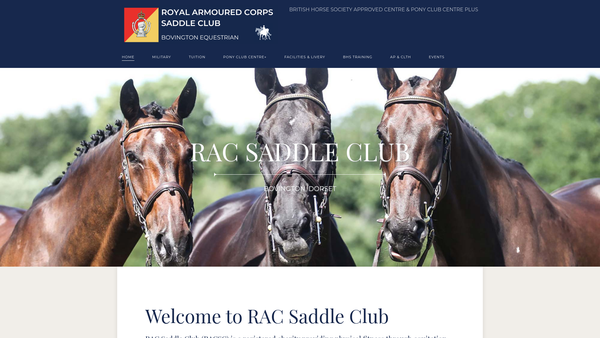 Screenshot of the Royal Armoured Corps Saddle Club website
