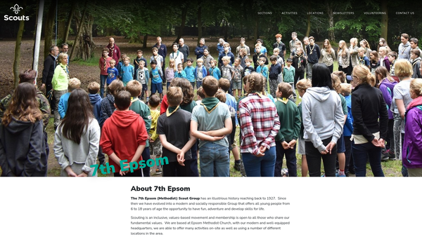 Screenshot of the 7th Epsom (Methodist) Scout Group website