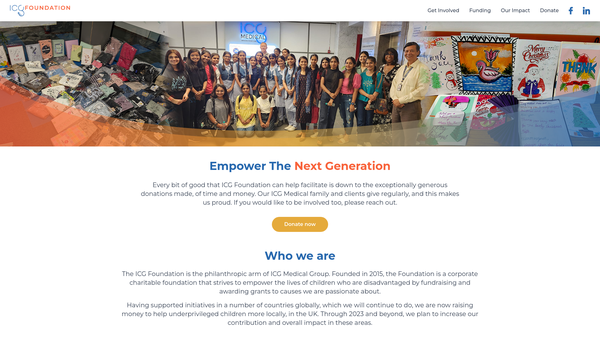 Screenshot of the The Icg Foundation website