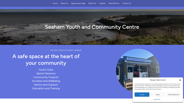 Screenshot of the Seaham Youth Centre website