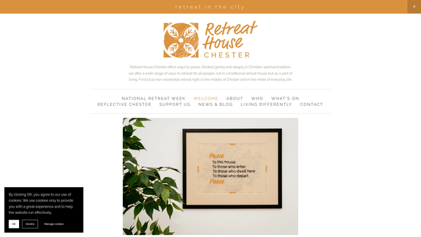 Screenshot of the Retreat House Chester website