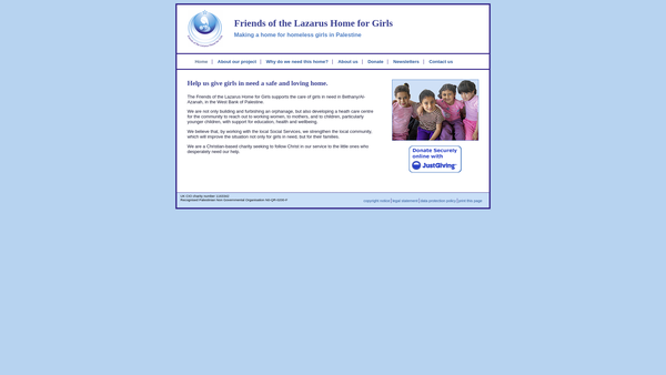 Screenshot of the Friends Of Lazarus Home For Girls In Bethany website