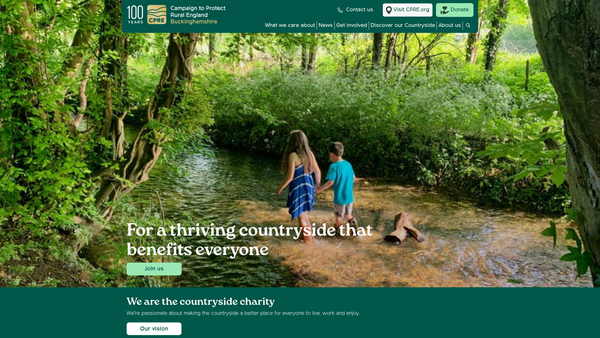 Screenshot of the The Buckinghamshire Branch Ofthe Campaign To Protect Rural England website