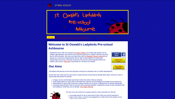 Screenshot of the St. Oswald's Ladybirds Pre-School website