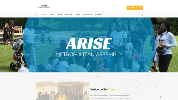 Screenshot of the Arise Metropolitan Assembly website